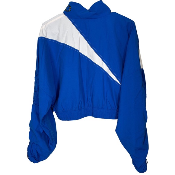 Reebok Cardi B Blue and White Cropped Track Jacket Windbreaker Women's 1X Sample - Picture 2 of 13